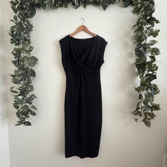 Lane Bryant Sleeveless Twist Front Ribbed Midi Dress Black Women’s Sz 10/12 - Picture 1 of 7